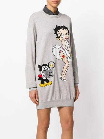 Shop Moschino Betty Boop Sweater Dress In Grey