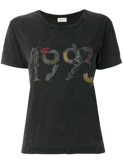 Shop Saint Laurent 1993 Snakes Print T-shirt - Black