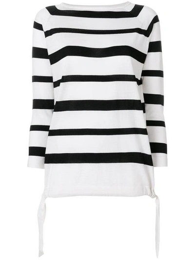Shop Moncler Striped Boat Neck Sweater In White