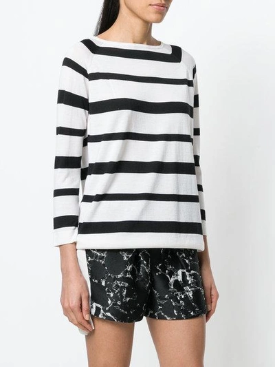 Shop Moncler Striped Boat Neck Sweater In White