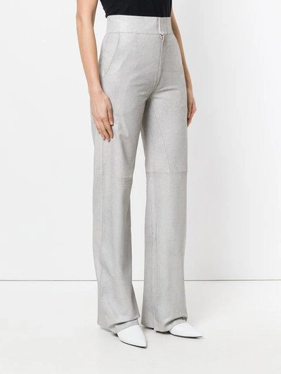 Shop Vanderwilt High Rise Leather Trousers In Grey