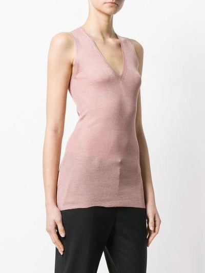 Shop Prada Slim-fit Knitted Blouse - Pink