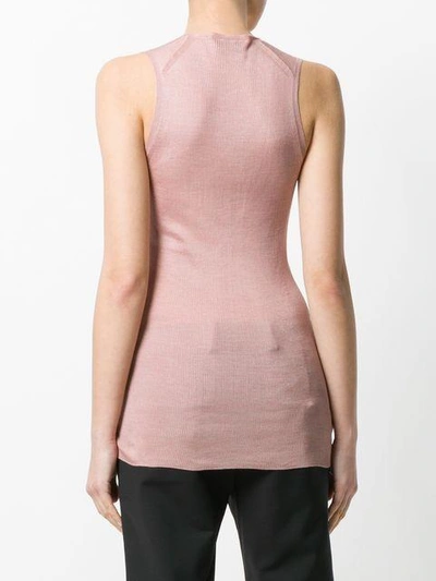 Shop Prada Slim-fit Knitted Blouse - Pink