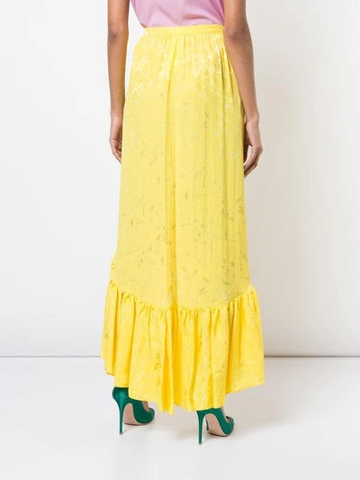 Shop Attico Long Ruffled Skirt In Yellow