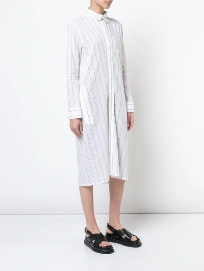 Shop Y's Striped Shirt Dress - White