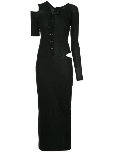 Shop Yohji Yamamoto Shirt Dress On Henley In Black