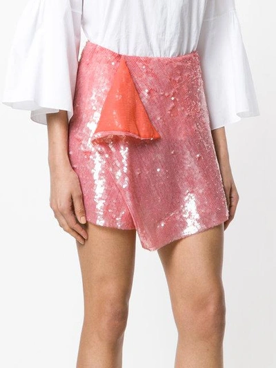Shop Alberta Ferretti Asymmetric Sequins Skirt In Pink