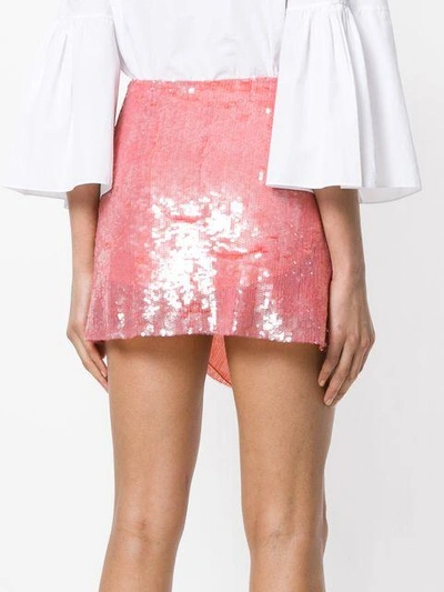 Shop Alberta Ferretti Asymmetric Sequins Skirt In Pink