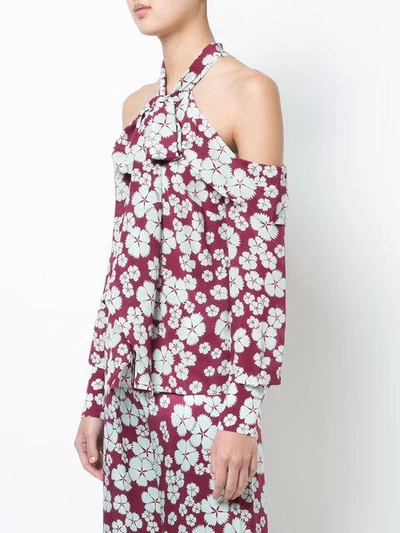 Shop Alexis Floral Print Halterneck Dropped Shoulders Top