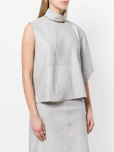 Shop Olsthoorn Vanderwilt Standing Collar Asymmetric Blouse In Grey