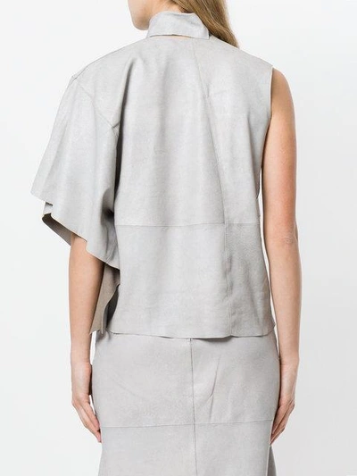Shop Olsthoorn Vanderwilt Standing Collar Asymmetric Blouse In Grey