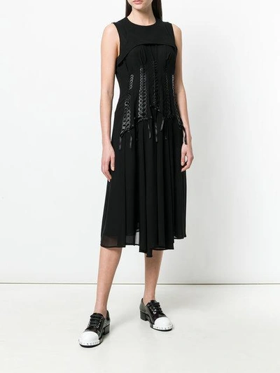 Shop Comme Des Garçons Ribboned Georgette Midi Dress In Black
