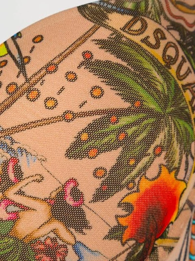 Shop Dsquared2 Tattoo Print Padded Bra - Multicolour