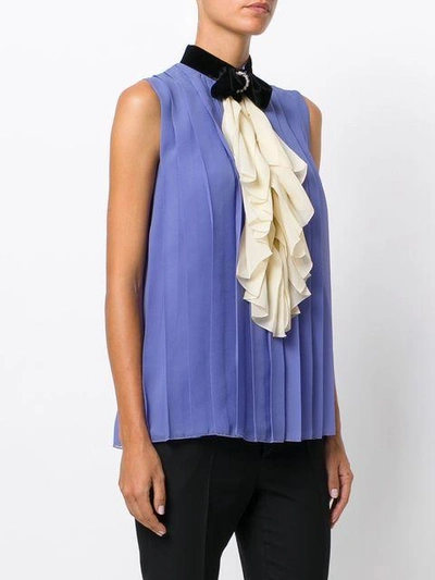 Shop Gucci Embellished Sleeveless Blouse In Blue