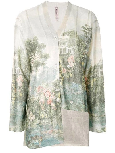 Shop Antonio Marras Asymmetric Printed Cardigan In Neutrals