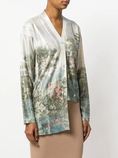 Shop Antonio Marras Asymmetric Printed Cardigan In Neutrals