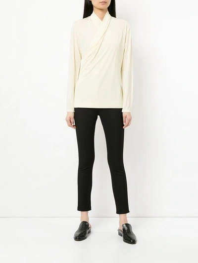 Shop Yohji Yamamoto Vintage Draped Long Sleeve Top - Yellow In Yellow & Orange