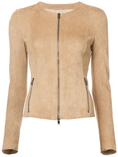 Shop Drome Zipped Fitted Jacket In Neutrals