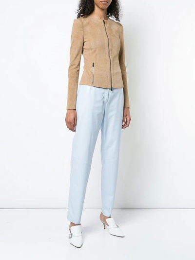 Shop Drome Zipped Fitted Jacket In Neutrals