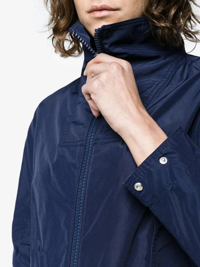 Shop Moncler High Neck Cropped Jacket In Blue