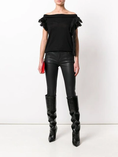 Shop Givenchy Frill-trim Off-shoulder Blouse In Black