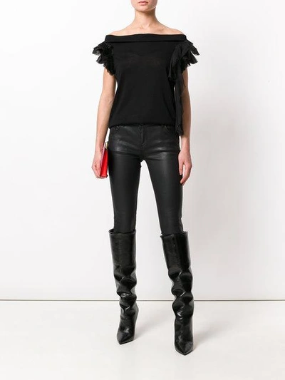 Givenchy Frill-trim Off-shoulder Blouse In Black