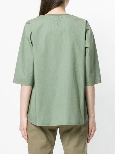 Shop Labo Art Cropped Sleeves Blouse In Green