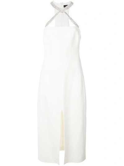 Shop David Koma Crystal Strap Evening Dress - White