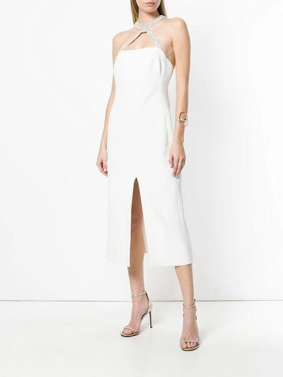 Shop David Koma Crystal Strap Evening Dress - White