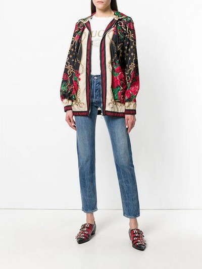 Shop Gucci Floral Chain Oversized Jacket - Multicolour
