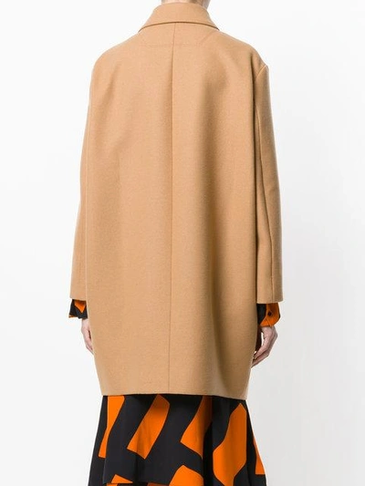Shop Cedric Charlier Cédric Charlier Zipped Cocoon Coat - Brown