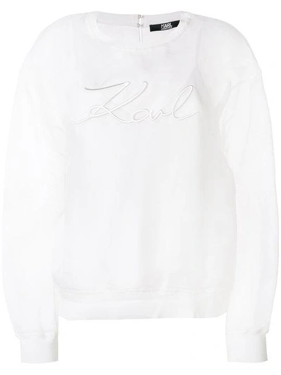 Shop Karl Lagerfeld Organza Logo Sweatshirt