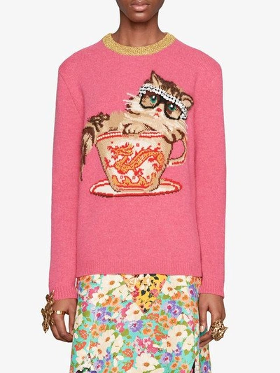 Shop Gucci Ignasi Monreal Wool Knit Sweater In Pink