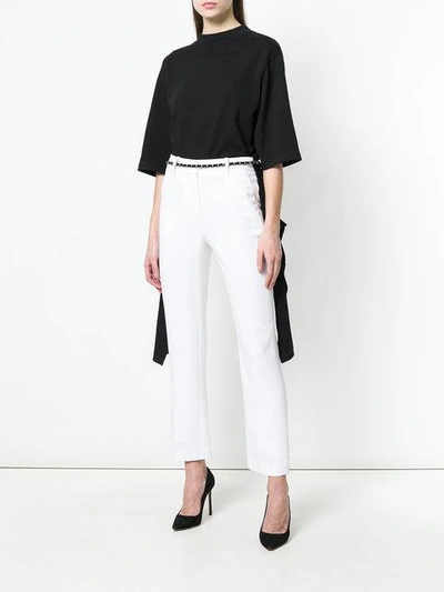 Shop Givenchy Cropped High-waisted Trousers In White