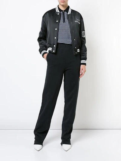 Off-white Flower Jersey Track Pants In Black
