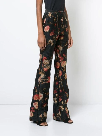 Shop Prabal Gurung Floral Bootcut Trousers In Black