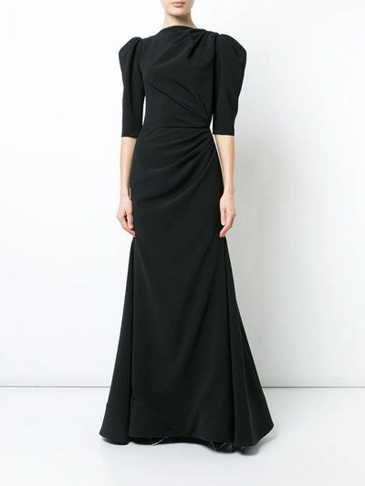 Shop Christian Siriano Puff Shoulder Gown - Black