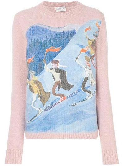 Shop Moncler Ski Print Jumper In Pink