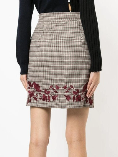 Shop Loveless Embroidered Dogtooth Skirt - Grey