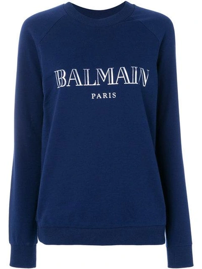 Shop Balmain Printed Logo Sweatshirt