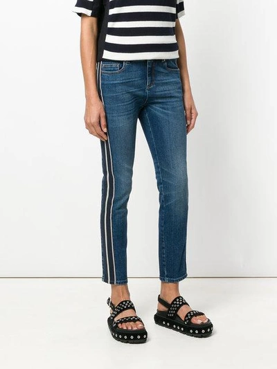 Shop Alexander Mcqueen Side Stripe Slim Jeans In Blue