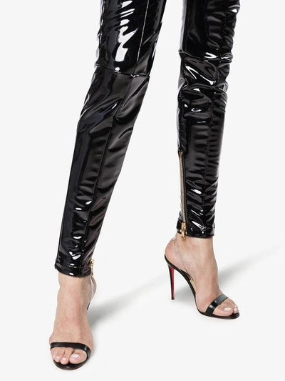 Shop Balmain High Waisted Pvc Trousers In Black