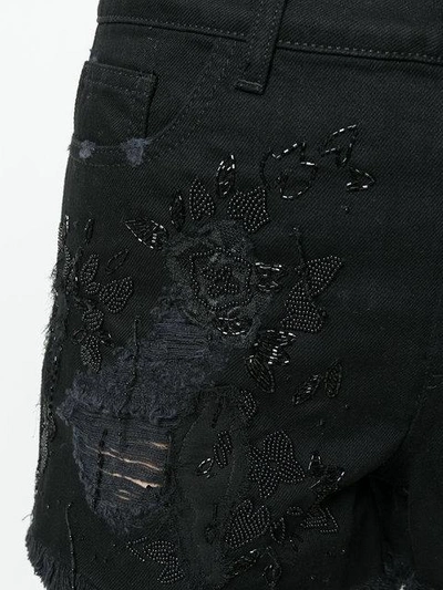Shop Amen Distressed Shorts - Black