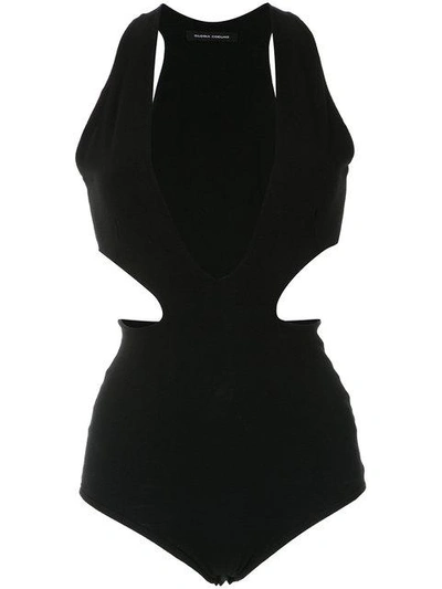 Shop Gloria Coelho Plunge Neck Swimsuit In Black