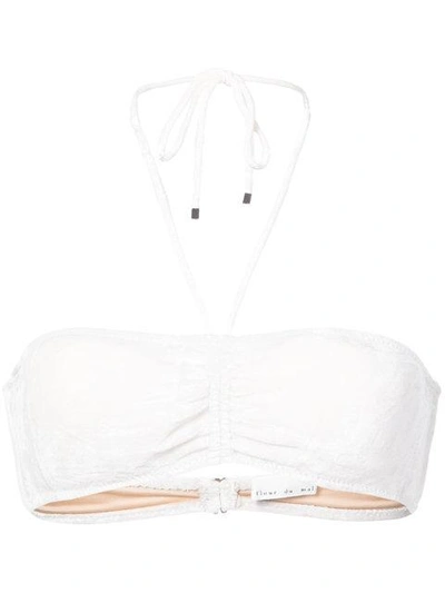 Shop Fleur Du Mal Halterneck Bikini Top In White