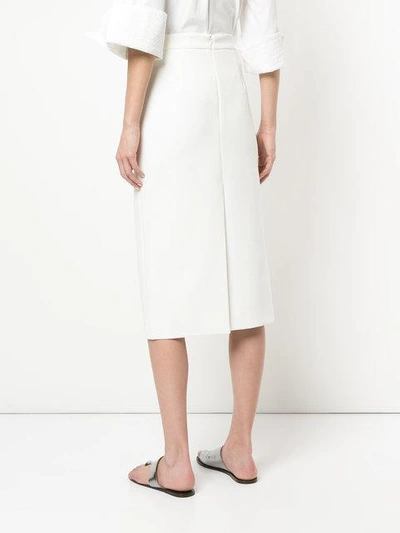 Shop Christopher Esber Side Button Midi Skirt In White