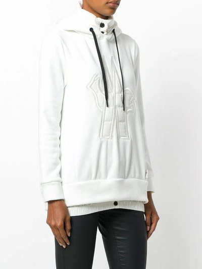 Shop Moncler Grenoble Logo Patch Hooded Sweatshirt - White