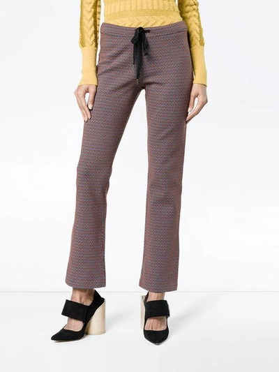 Shop Marni Flared Track Trousers In Brown