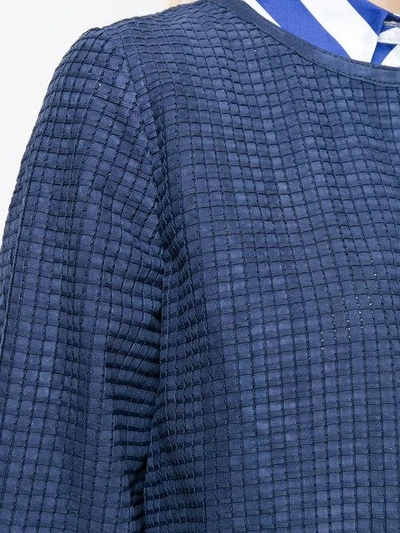Shop Desa Collection Fringed Basket Weave Jacket In Blue