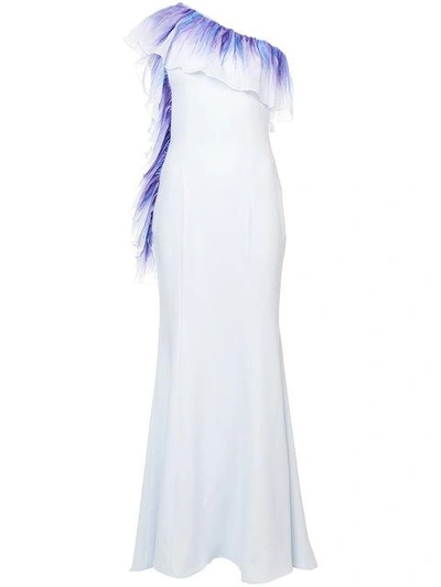 Shop Nha Khanh Long One-shoulder Dress - Blue